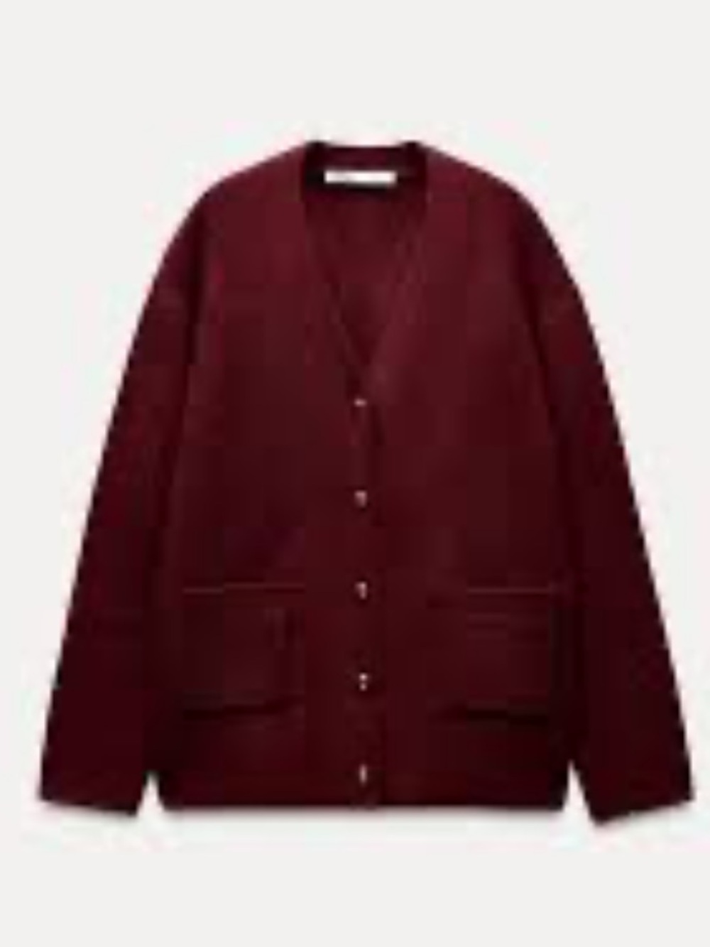 Zara Deep Wine Button-Front V-Neck Cardigan